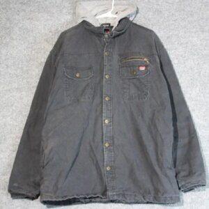 Wrangler Jacket Mens XL Black Workwear Utility Full Zip Quilt Lined Faded